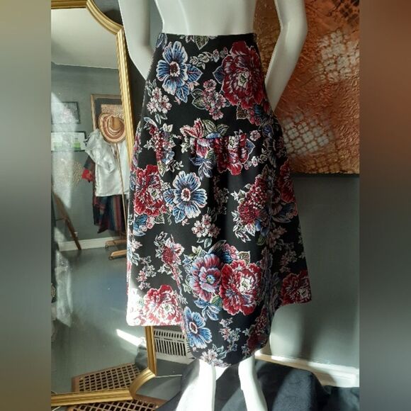 Zara Brocade Jacard Floral Full Midi Skirt - Picture 10 of 13